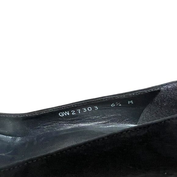 Stuart Weitzman Womens Heel Pump‎ Leather Patent Heel Peep Toe Black Size 6.5M - Picture 7 of 8